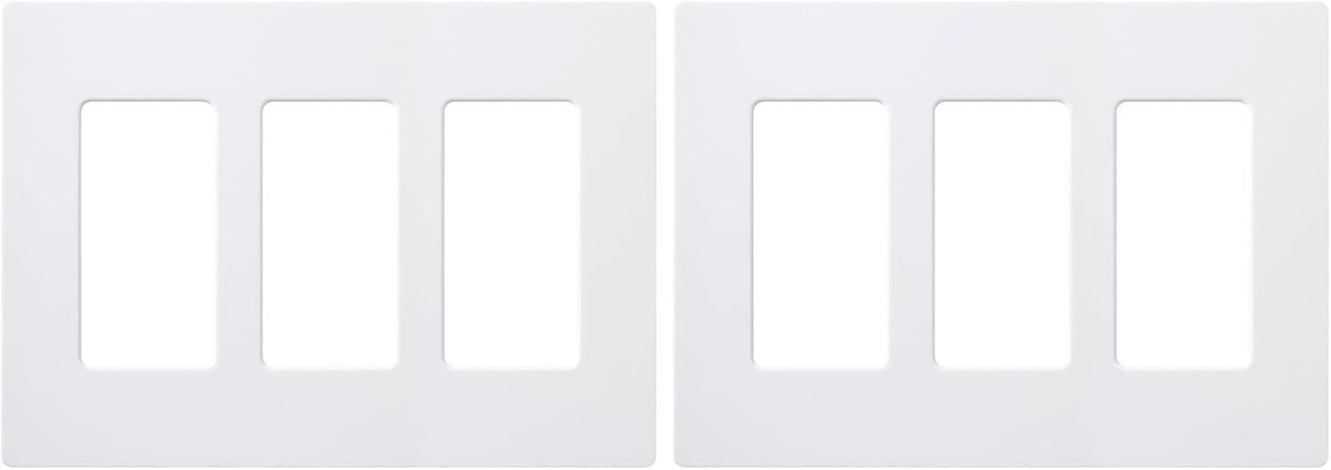 Lutron Claro 3 Gang Decorator/Rocker Wallplate, Gloss, White (1-Pack) | CW-3-WH (Pack of 2)