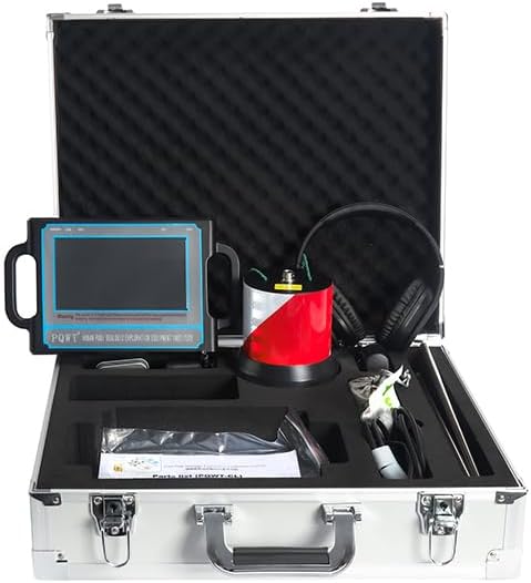 PQWT CL600 Water Leak Detectors for Home and Outside Wall Water Pipe Detector Acoustic Pipeline Leakage Detection Kit Professional Sensor Noise Reduce Headphone LSD Touchscreen Carry Case 6 Meters