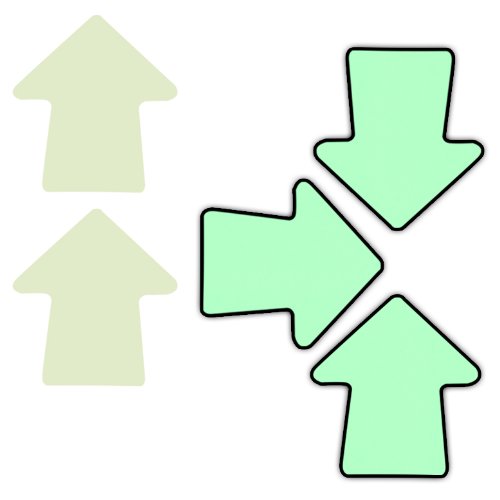 ProTapes Pro Glow Arrows Glow In The Dark Phosphorescent Vinyl Tape, Directional Arrows, 3" Height, 15 mils Thick (1 Bag; 25 Arrows)
