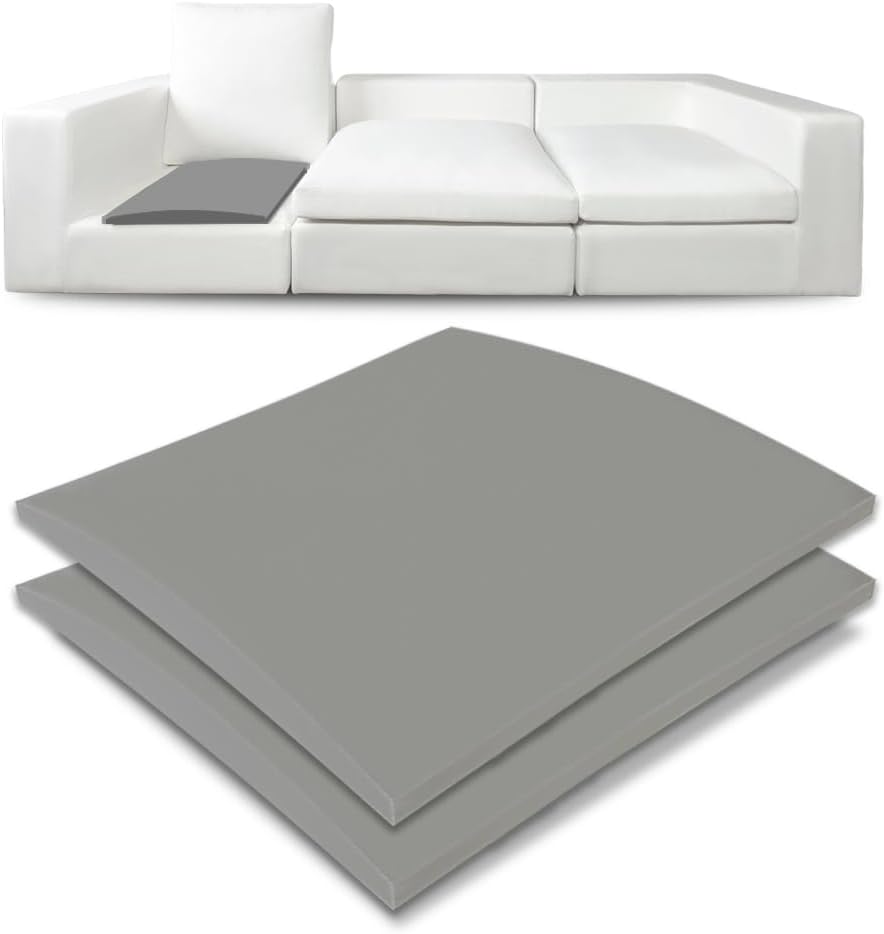 Couch Cushion Supports for Sagging Seat 22'' x 22'' High Density 40D Curved Foam Sofa Cushion Support Under The Saggy Pads Firmer Foam Lifters for Saggy Couch (Grey (Set of 2), 22 Inch * 22 Inch)
