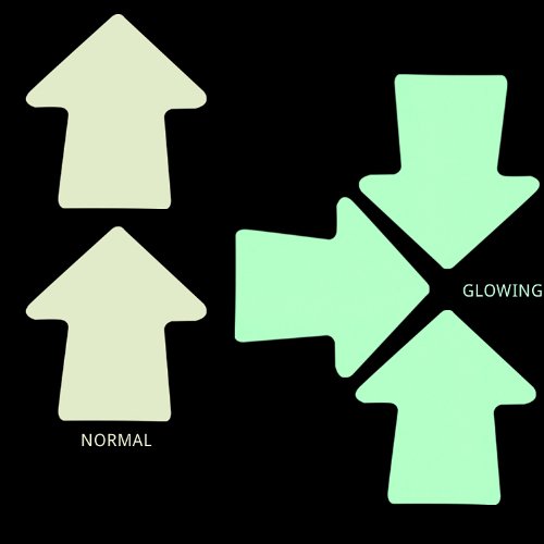 ProTapes Pro Glow Arrows Glow In The Dark Phosphorescent Vinyl Tape, Directional Arrows, 2" Height, 15 mils Thick (6 Bags; 150 Arrows)
