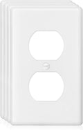 Decorator Wall Plate 1-Gang Duplex Electrical Outlet Cover Plates,Unbreakable Polycarbonate Thermoplastic, White (4-Pack, Single Duplex)