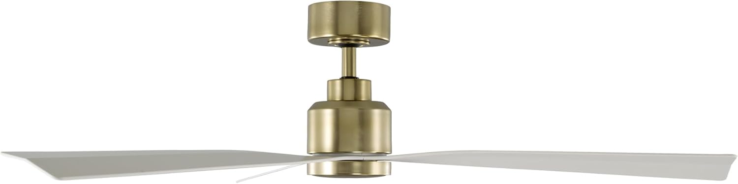 Clean Indoor and Outdoor 3-Blade Smart Ceiling Fan 54in Satin Brass Matte White with Remote Control