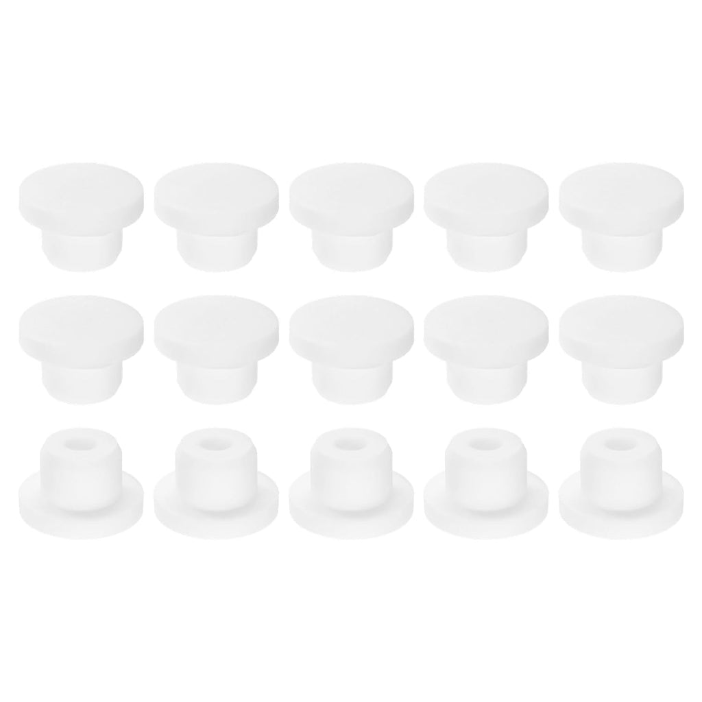 uxcell 15Pcs Silicone Hole Plug, Waterproof Round Rubber Stoppers Bottle Seal Plug Tube Pipe End Cap for 15mm/0.59" Hole for Bathtub Bottle, White