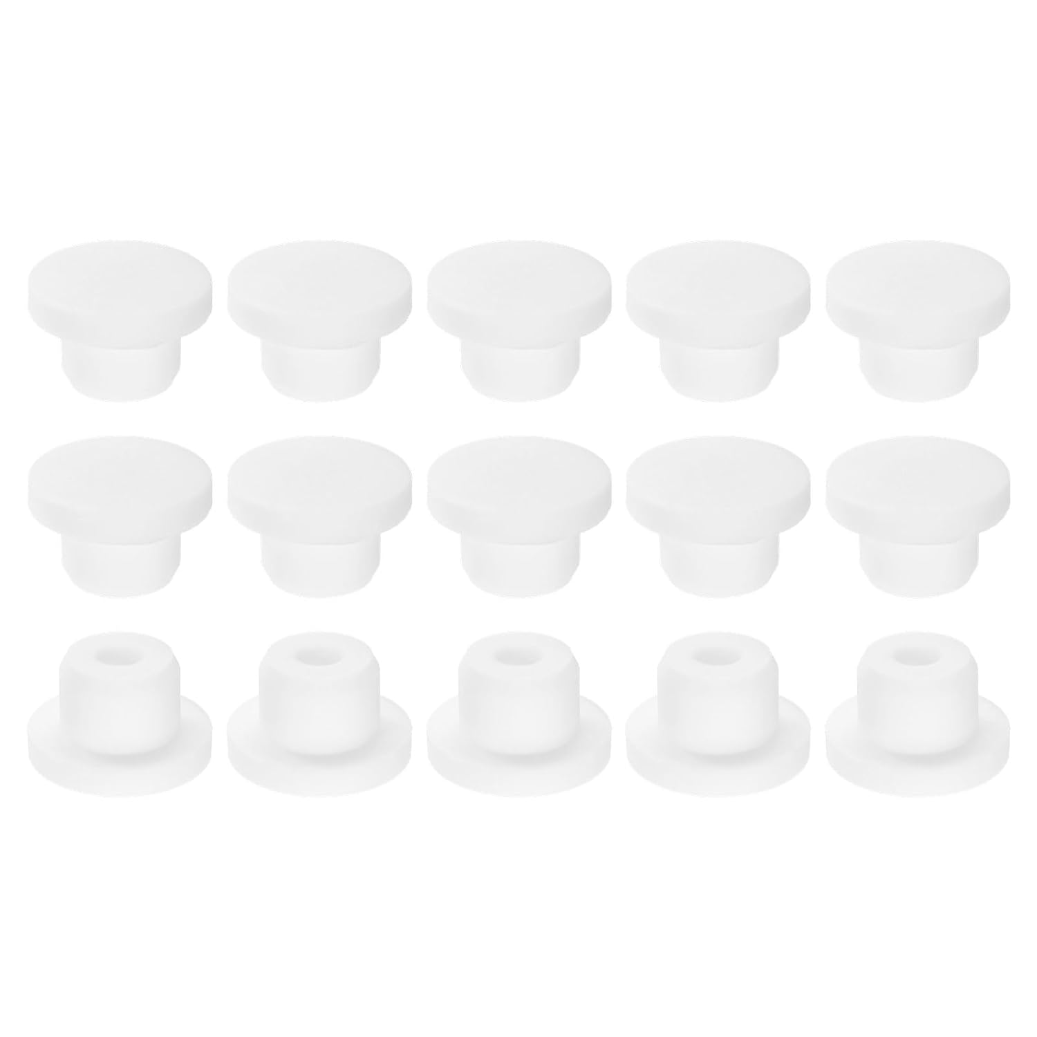 uxcell 15Pcs Silicone Hole Plug, Waterproof Round Rubber Stoppers Bottle Seal Plug Tube Pipe End Cap for 15mm/0.59" Hole for Bathtub Bottle, White