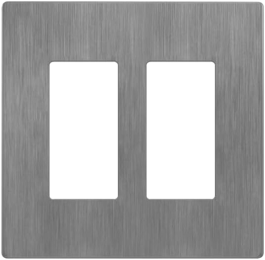 LIDER Brushed Finish Decorator Switch Cover, Screwless Wall Plate, Mid-Size 2-Gang 4.88" x 4.92", Unbreakable Polycarbonate Thermoplastic, UL Listed, LSWP-32M-BGY, Brushed Gray