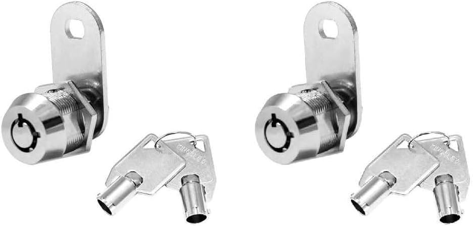 Kingsley 2 Pack Tubular Cam Lock with 7/8" Cylinder, Chrome Finish, Keyed Alike, RV, Cabinet, ATM, Vending Machine, Tool Box, File Cabinet, Arcade Lock
