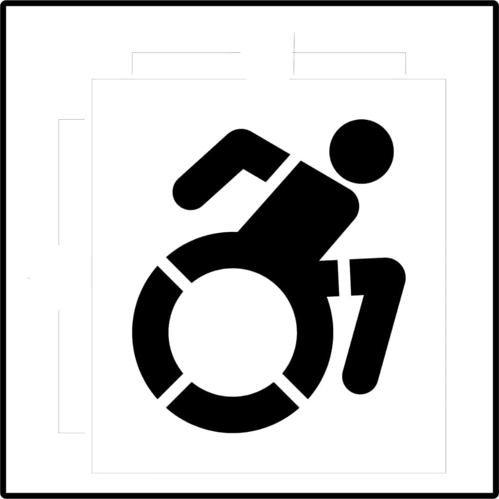Large Accessible Icon Parking Stencil | Part#: 10004611 | 34″ W x 39″ H | Flexible and Durable 1/8" PolyTough Lifetime | Made in USA