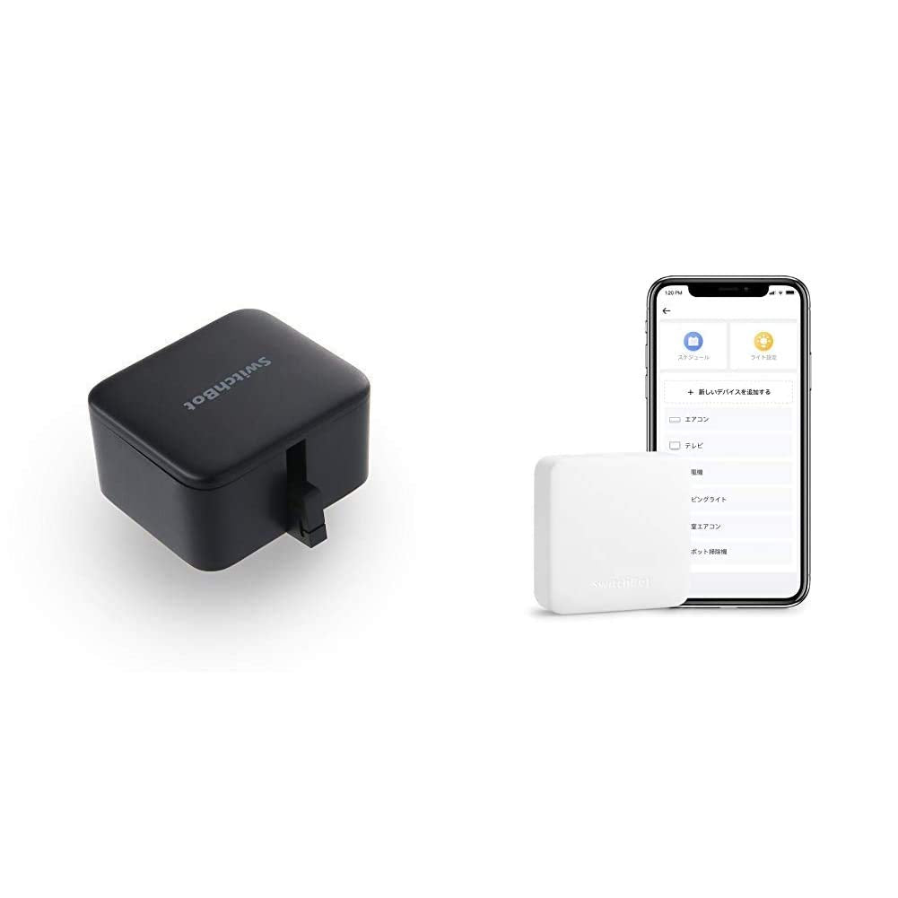 SwitchBot Bot Black & Hub Mini Kit: Automate IR Devices & Physical Switches with Alexa/Google Voice Control, App Scenes & Timers.