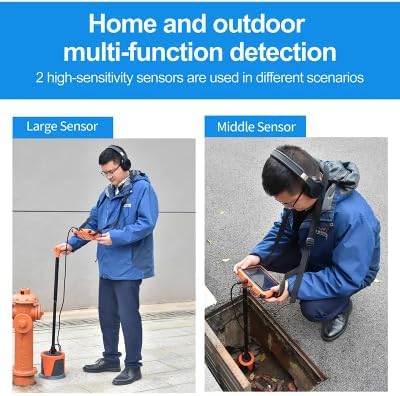 PQWT L6000 Underground Water Leak Detectors Indoor Outdoor Wall Water Pipe Detector Machine Multi Sensor Acoustic Pipeline Leakage Detection Kit Noise Reduction Headphone Smart Touchscreen Carry Case