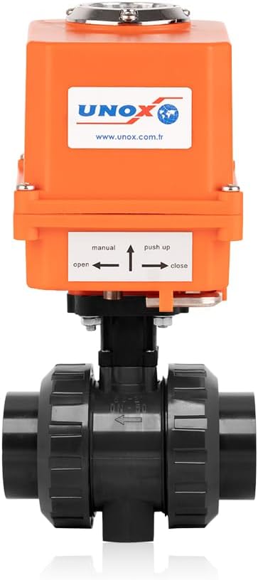 Unox 220V AC Electric Actuated Ø90 (3") U-PVC Ball Valve, Motorized Ball Valve For Water - PN16