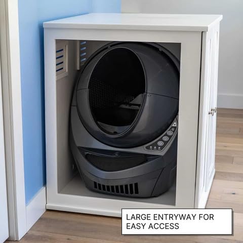 THE REFINED FELINE Refined Self-Cleaning Litter Box Cabinet, Wooden Cat Litter Box Enclosure for Automatic Litter Boxes, Dark Espresso, Cottage.