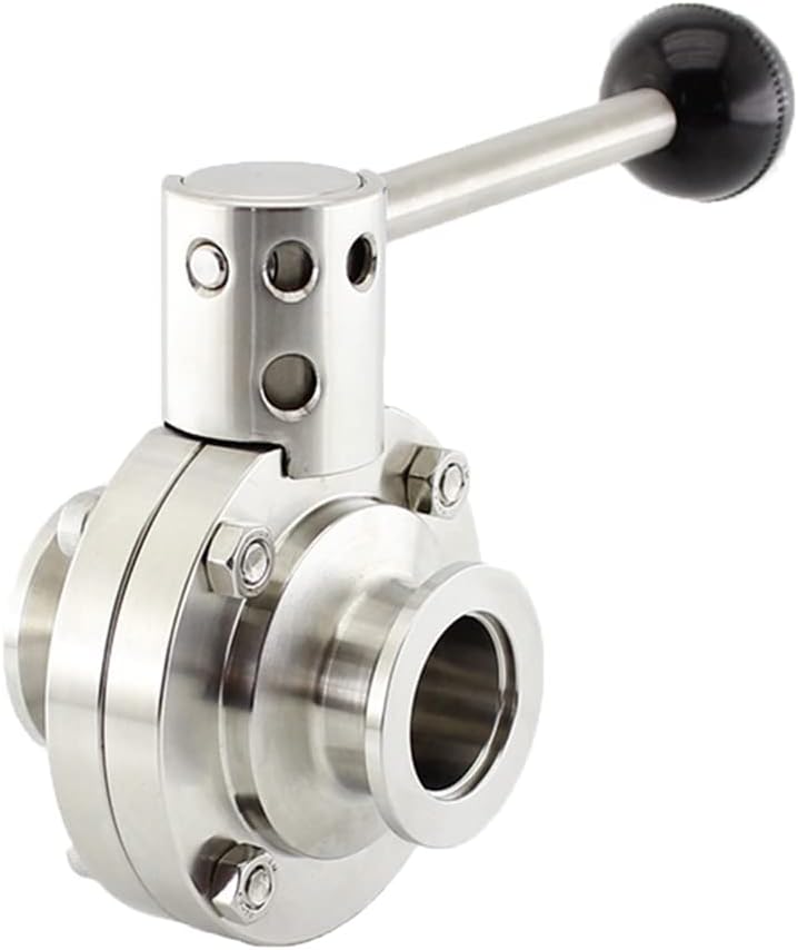 SHERICH KF16 Vacuum Butterfly Valve, Stainless Steel 304 Three-clamp Butterfly Valve with Handle and Silicone (KF16)