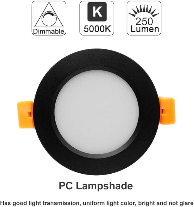 YGS-Tech 2 Inch LED Recessed Lighting, Dimmable Downlight 3W(35W Halogen Equivalent), CRI80, 5000K Daylight White Ceiling Light with LED Driver (16 Pack)