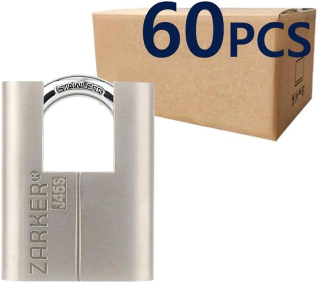 J45S keyed Alike Padlocks, Heavy Duty Stainless Steel Shackle Lock, Waterproof and Rustproof Storage, Warehouses, Garage, Outdoors, 60-Pack