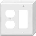 Duplex Outlet/Decorator Rocker Light Switch Wall Plates 2-Gang Switch Outlet Electrical Cover Plate Unbreakable Thermoplastic Faceplate for Light Receptacle Outlet Switch, White (4 Pack)