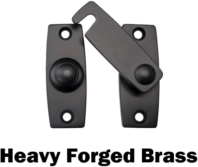 QCAA 2.5" x 2.65", Large, Heavy Solid Forged Brass Door Latch, 180 Degrees Flat Surface Mounting Door Latch Buckle for Doors & Windows, Antique Brass, 2 Pack, Made in Taiwan