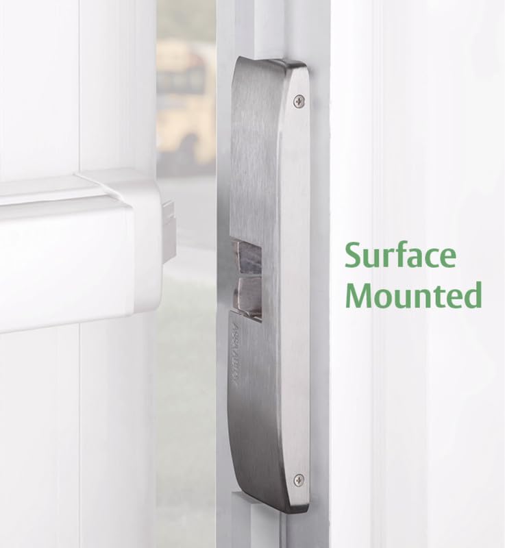 bus HES 9600 Electric Strike Surface Mounted Body for Rim Exit Devices, Latchbolt Monitoring, Satin Stainless Steel Finish, Model: 9600-630-LBM