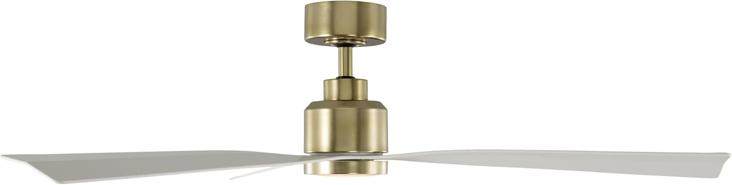 WAC Lighting F-003L-SB/MW Clean 52" Outdoor Ceiling Fan with LED Lights & Remote, Satin Brass/Matte Black