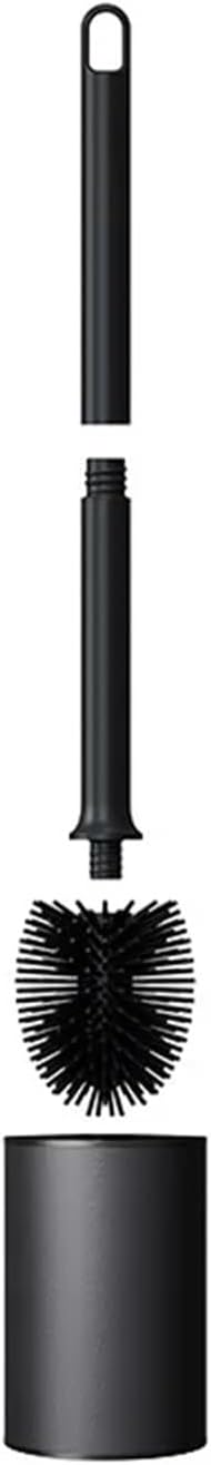 Smart Stainless Steel Black Toilet Brush Holder Standing Long Handle Cleaning Soft TPR Silicone Head