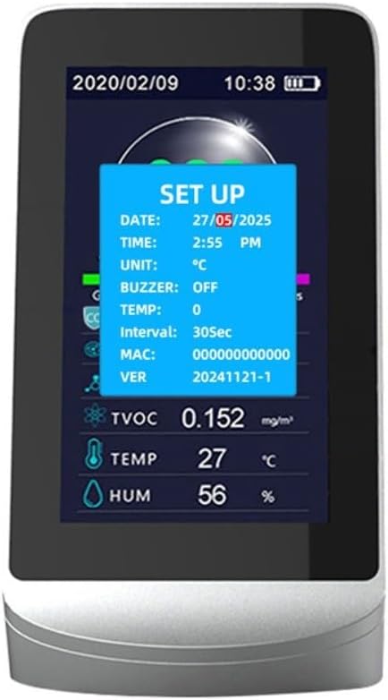 FABULETTA DM72B Air Quality Detector Meter with 8-in-1 Sensors for PM2.5 CO HCHO TVOC Temperature Humidity Real-Time Industrial Monitoring with Data Storage