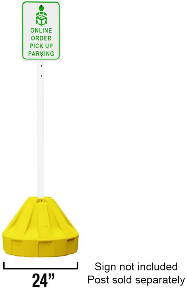Plasticade Roll-A-Post Portable Sign Post Base, 26" x 38" or Smaller Signs, Designed for School, Airport, Parking Lot, Durable Plastic, Wind Resistance, 24" x 24", Yellow, Post Not Included
