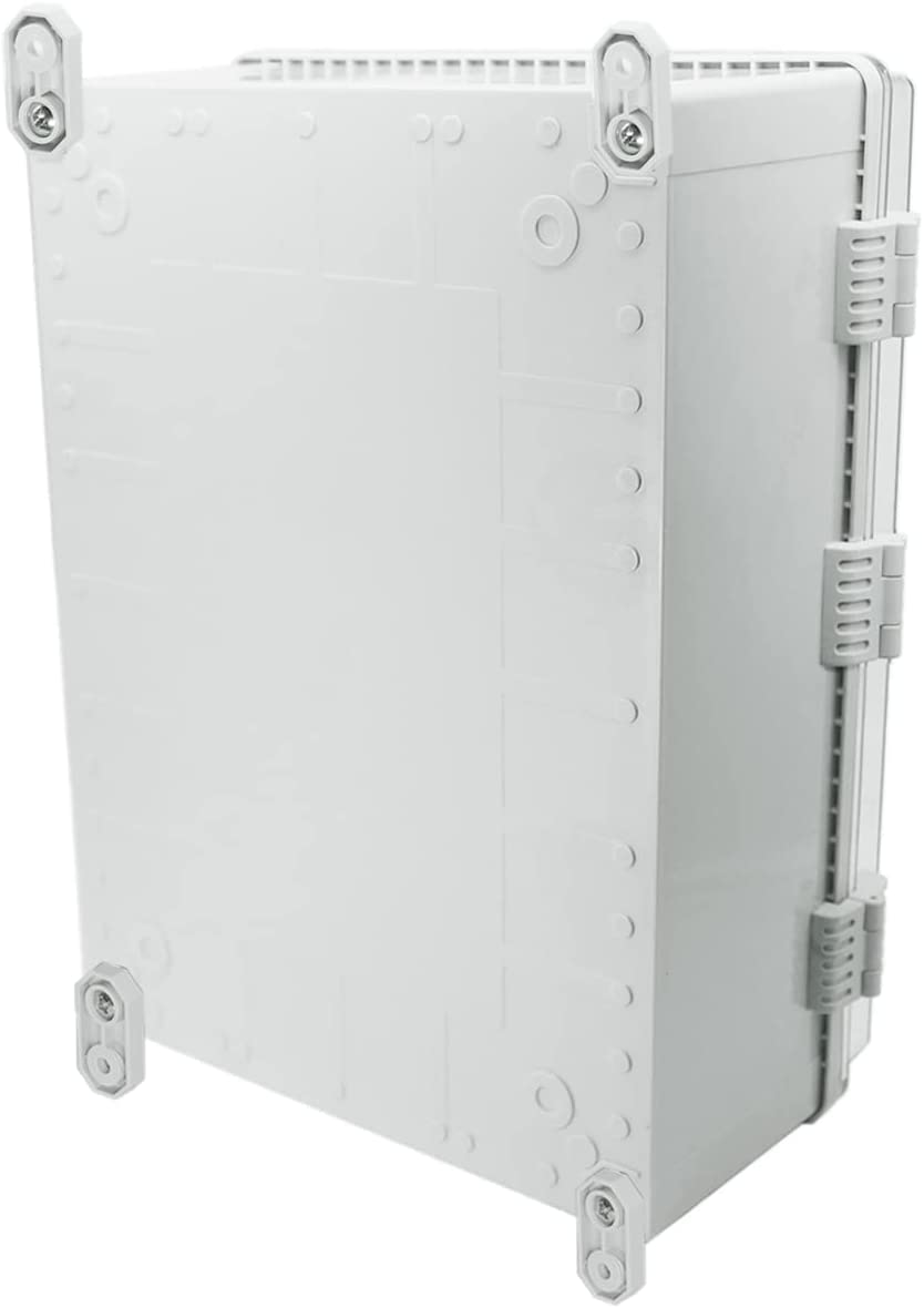 Co. ABS Waterproof IP67 15.75" x 19.68" x 7.87" Clear Cover Hinged Electronics Box with Mounting Plate, Bracket