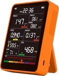 Professional Indoor Air Quality Monitor with AQI Alarms, Portable Real-Time Detector for Home Cars Plants and Pets (Bright Orange)