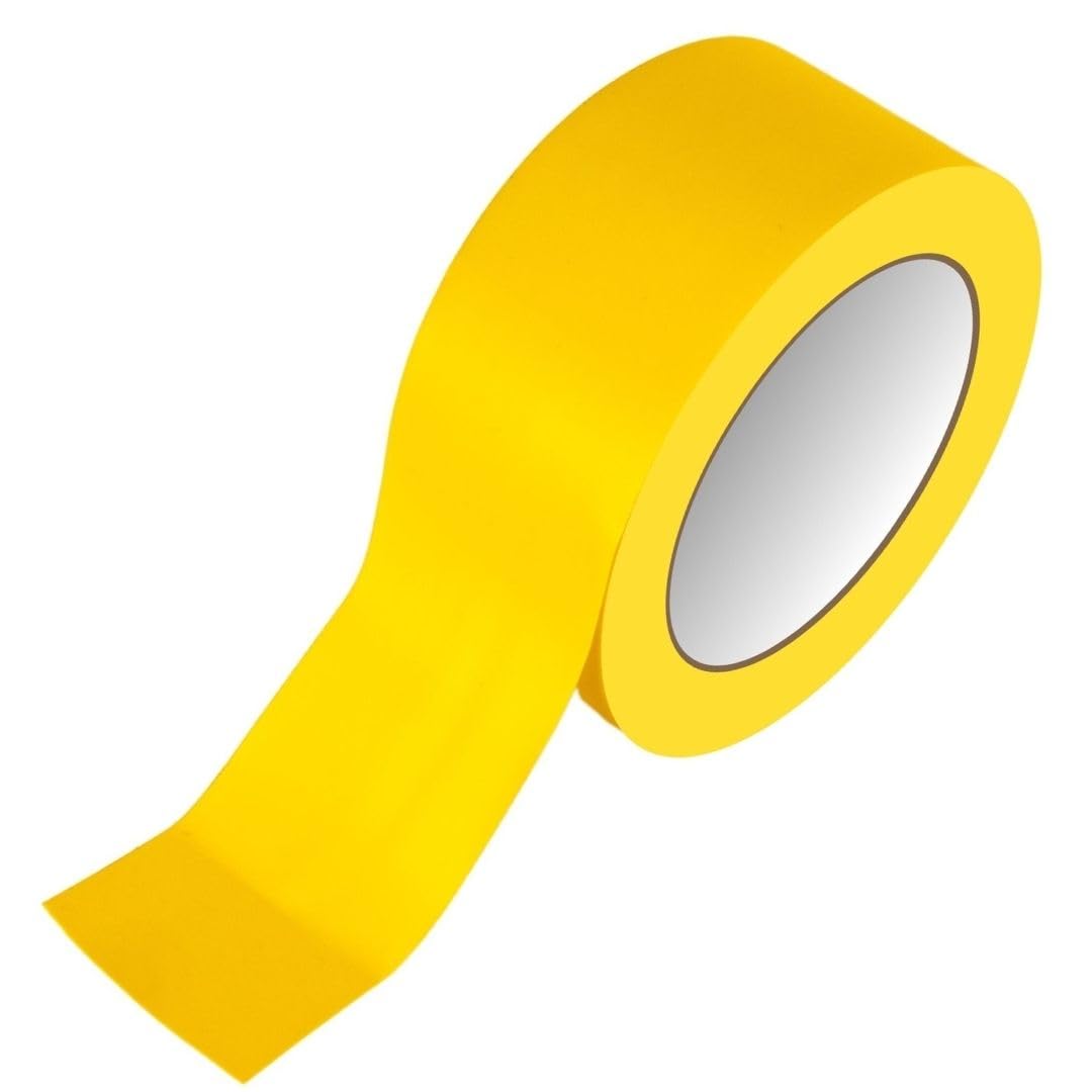 GTSE 2 inch x 108 ft Yellow PVC Vinyl Floor Tape, 48 Rolls, Safety Marking Tape, 6 mil Thick, Suitable for Dance Floors, Gyms, Warehouses, Sports Facilities