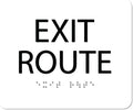 ALPHA DOG ADA SIGNS - Exit Route Sign with Braille for Your Business, 5x6 Inch, ADA Compliant, Indoor or Outdoor, Easy Installation, Made in the USA, White