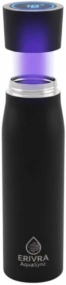 AquaSync Smart Self-Cleaning Water Bottle 17oz Stainless Steel with UV-C Light and Temperature Display