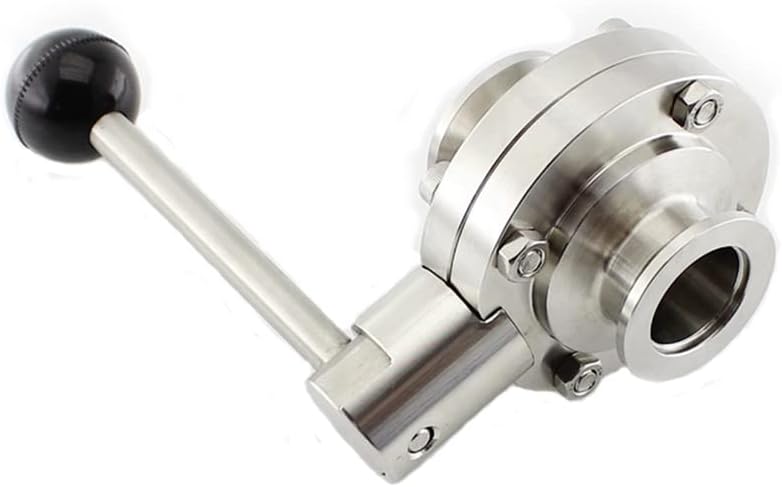 SHERICH KF40 Vacuum Butterfly Valve, Stainless Steel 304 Three-clamp Butterfly Valve with Handle and Silicone (KF40)