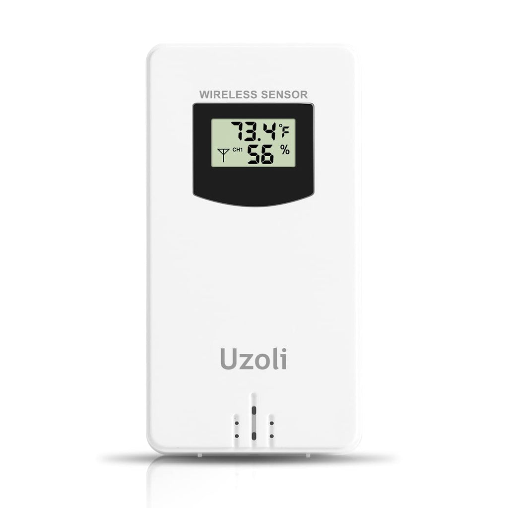 Uzoli Weather Station Sensor, Wireless Remote Sensor, Temperature Humidity Transmitter, Indoor Outdoor Thermometer Sensor, Indoor Outdoor Wireless Remote Sensor