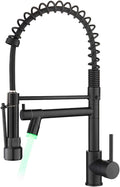 AIMADI Kitchen Faucet,Black Kitchen Faucet,Commercial Faucet with Sprayer Single Handle Single Hole Spring Kitchen Sink Faucet,Matte Black