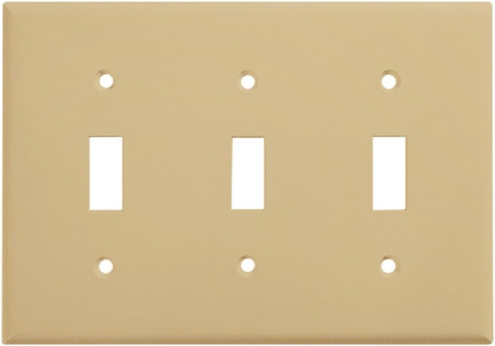 ENERLITES Toggle Light Switch Wall Plate, Gloss Finish, Midway Size 3-Gang 4.88" x 6.77", Unbreakable Polycarbonate Thermoplastic, UL Listed, 8813M-I, Ivory