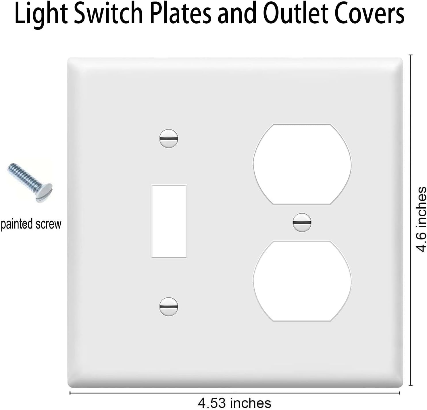 Duplex Outlet/Toggle Light Switch Wall Plates 2-Gang Switch Outlet Electrical Cover Plate Unbreakable Thermoplastic Faceplate for Light Receptacle Outlet Switch, White (10 Pack)