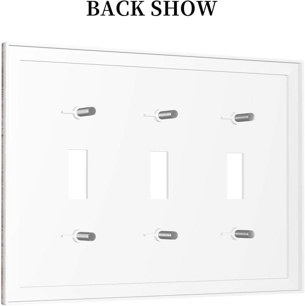 Decorative Switch Plates Retro Wood Brown Farmhouse Barn Wooden 3 Gang Wall Plate Triple Toggle Light Switch Cover Faceplate Electrical Wall Panels for Farmhouse Cabin Decor