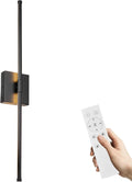 LED Wall Sconces with Remote Control, 5 Colors 3000K-6500K & Dimmable, Hardwire Wall Light with Timer & Night Light, LED Black Wall Lamps for Living Room, Bedroom, 27.55 Inch