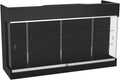 72" W x 22" D x 42" H - Ledgetop Checkout Counter with Glass Showcase View Front, Black Wooden Cash Register Stand with Showcase,Retail Glass Display Cabinet Counter