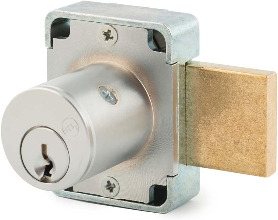 Olympus Lock 100DR Deadbolt Lock | 7/8” Chrome Key US26D | NATL KD Easily Rekeyable Cabinet Door Lock, Keyed Different | Grade 1 Door Locks with Keys | Deadbolt Cabinet Locks | Cabinet Lock for Doors