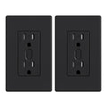 ELEGRP Smart Plug, Smart in-Wall Outlet Compatible with Alexa and Google Assistant, 2.4GHz Wi-Fi Smart Receptacle with Energy Monitoring, No Hub Required, UL Listed, Black, 2 Pack