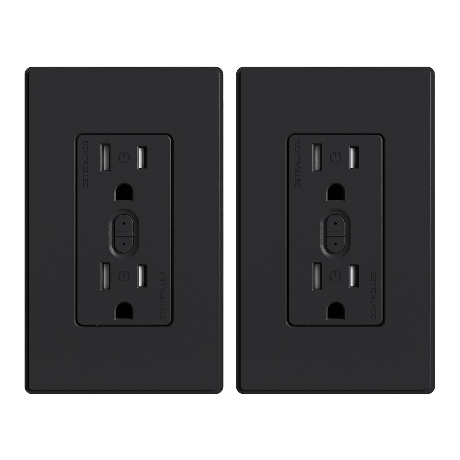 ELEGRP Smart Plug, Smart in-Wall Outlet Compatible with Alexa and Google Assistant, 2.4GHz Wi-Fi Smart Receptacle with Energy Monitoring, No Hub Required, UL Listed, Black, 2 Pack