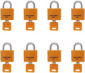 Set of 8 Small Locks，Covered Aluminum Keyed Alike Padlocks，30MM Weatherproof Lock with Same Key,Outdoor Padlock for Sheds, Storage Unit ，School Gym Locker, Toolbox