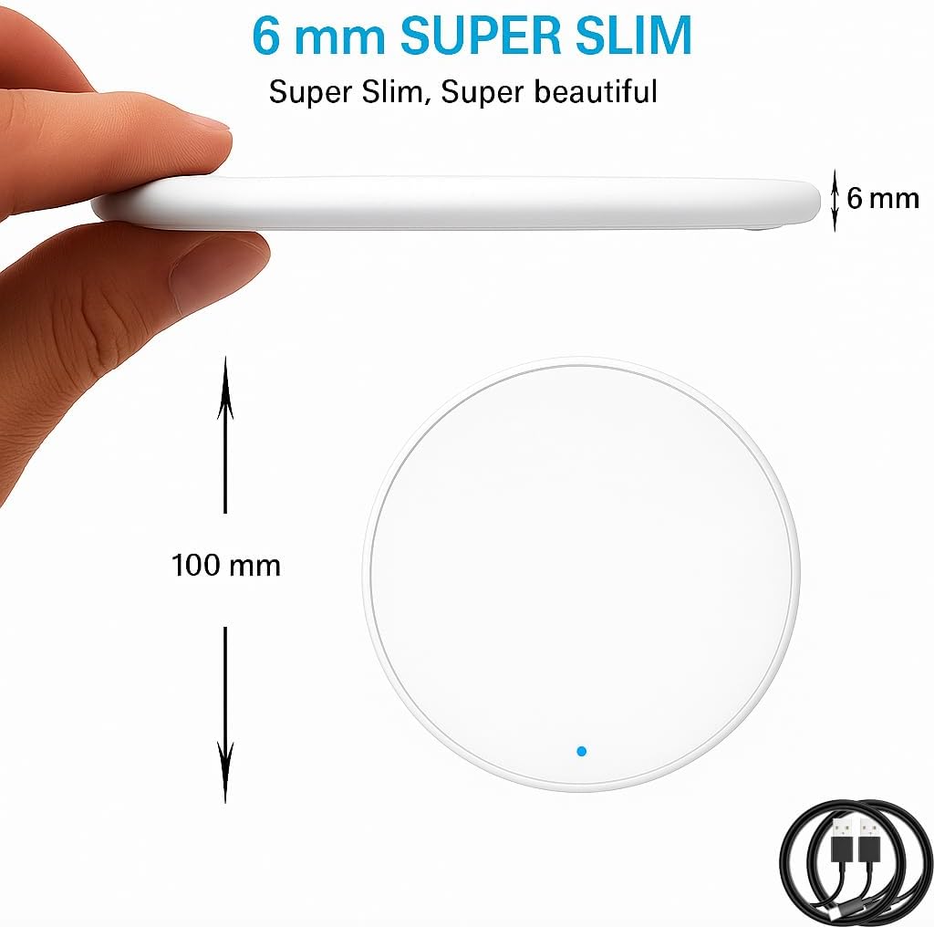 2Pcs Wireless Charger,15W Max Wireless Charging Pad Compatible with Samsung Galaxy S25/S24/S23/S22/S21/S20/S10,7.5W Compatible with iPhone 17/17Pro/16/16Plus/16Pro /15/15Pro/15Plus/14/13/12 (White)