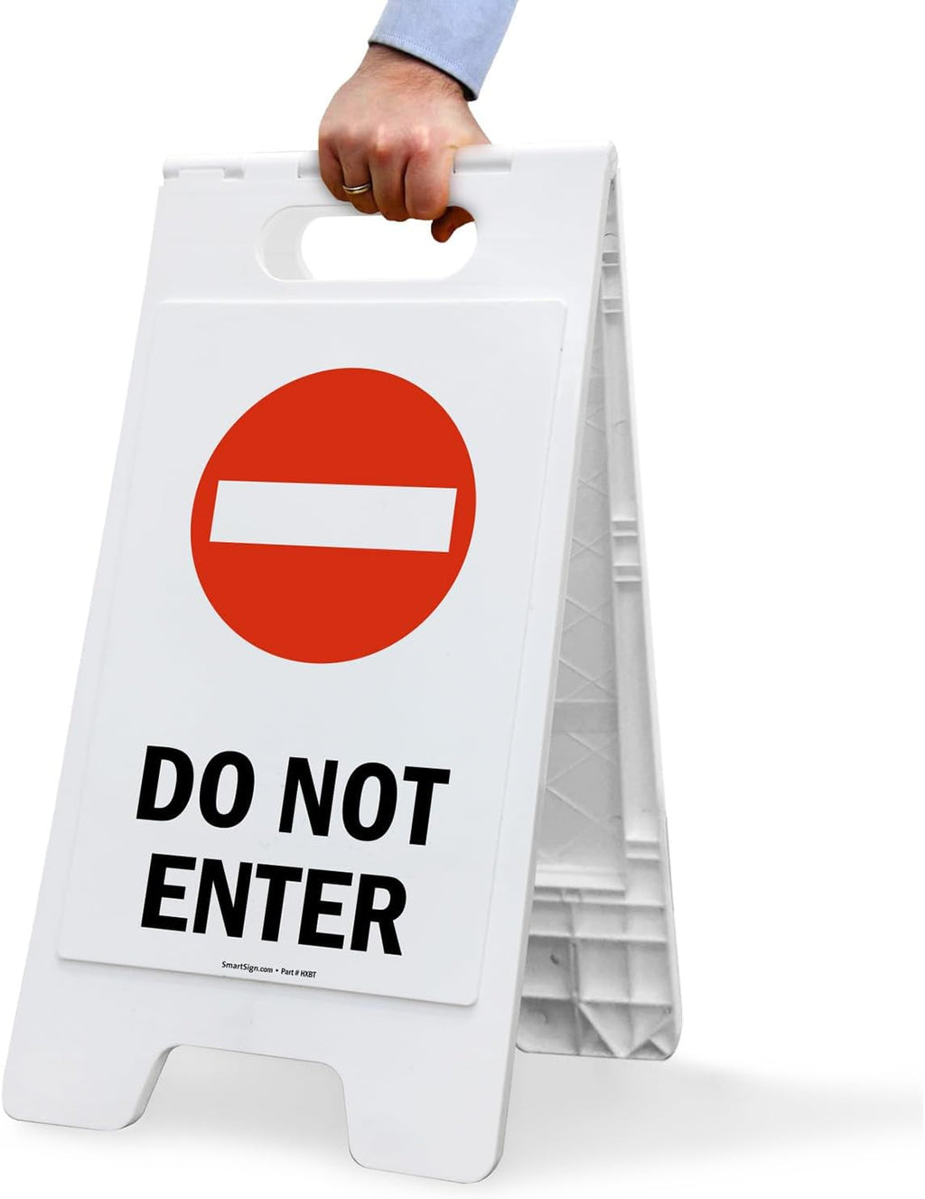 SmartSign 25 x 12 inch “Do Not Enter” Two-Sided Folding Floor Sign, Digitally Printed Plastic, Red, Black & White
