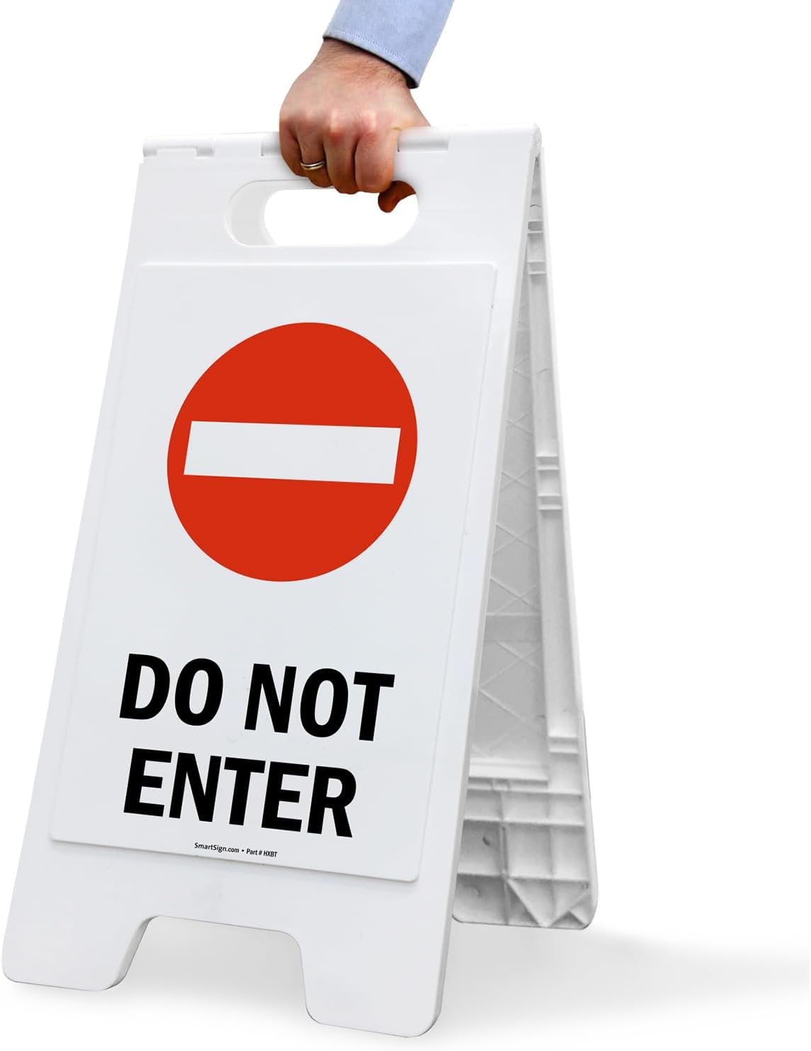 SmartSign 25 x 12 inch “Do Not Enter” Two-Sided Folding Floor Sign, Digitally Printed Plastic, Red, Black & White