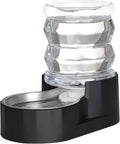 RIZZARI Dog Food Water Dispenser: 4L Large Black Stainless Steel Feeder with Triple Filter -Healthy Hydration for Pets in The Living Room - Garden and Study Room