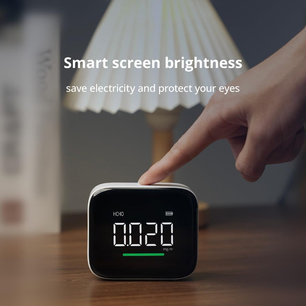 Formaldehyde Detector, Dual Platinum Sensor 0.001mg/m³ Accuracy, 4-in-1 Air Quality Monitor for HCHO/Hum/Temp with LED Display, USB-C Rechargeable for Office, Home, Nursery