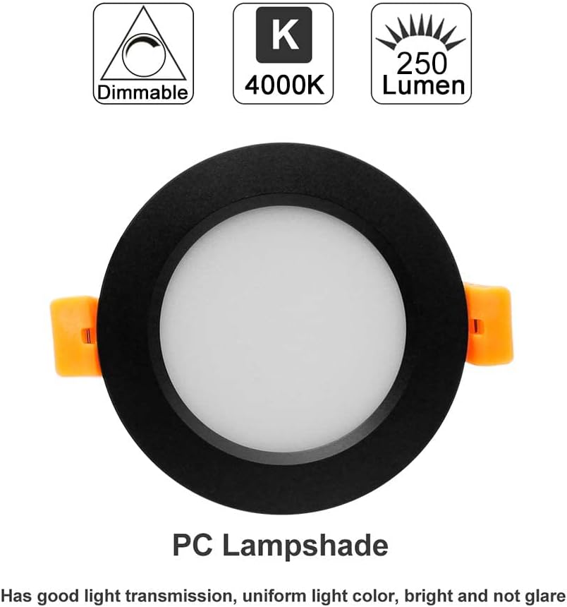 YGS-Tech 2 Inch LED Recessed Lighting, Dimmable Downlight 3W(35W Halogen Equivalent), CRI80, 4000K Natural White Ceiling Light with LED Driver(1 Pack)