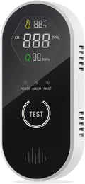 3-in-1 CO Detector with Temp & Humidity, Loud 85dB Alarm, LCD Display, Test Button, Plug-in Design